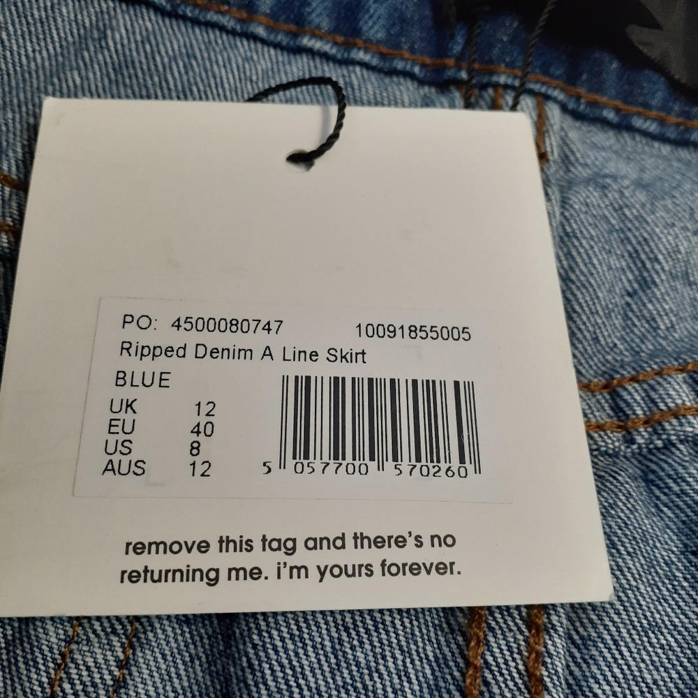Missguided Blue Denim A-Line Miniskirt SZ 8 - Picture 7 of 10